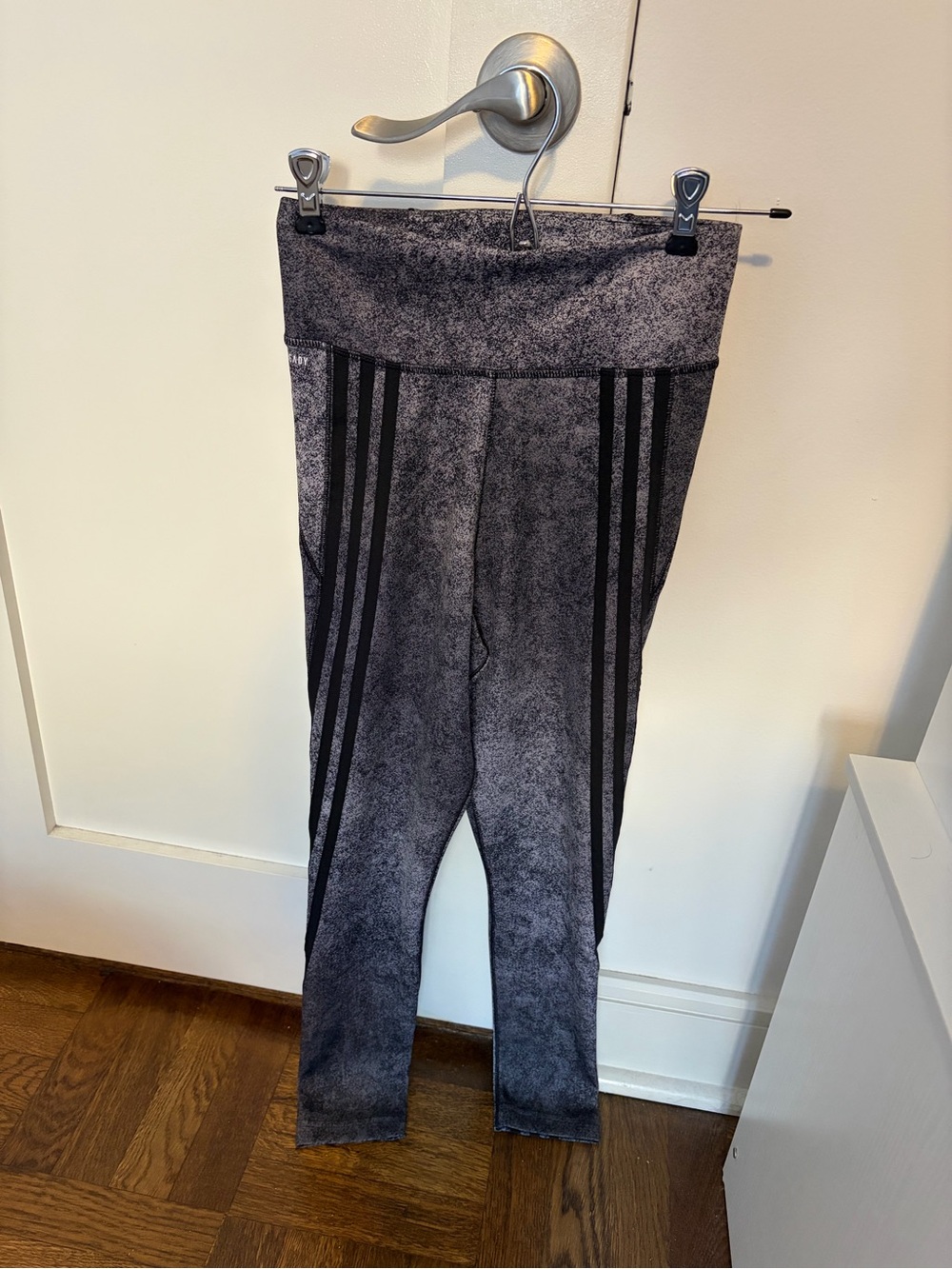 adidas Gray Leggings with Black Signature Stripes
